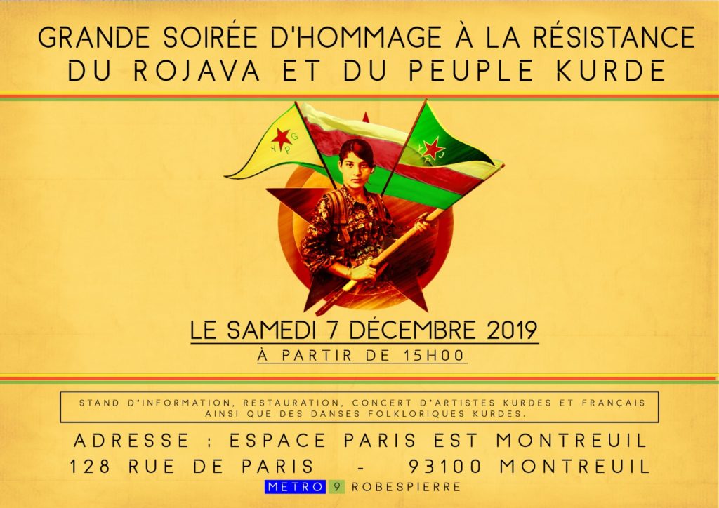 Grande soirée de solidarité avec le Rojava et le peuple kurde