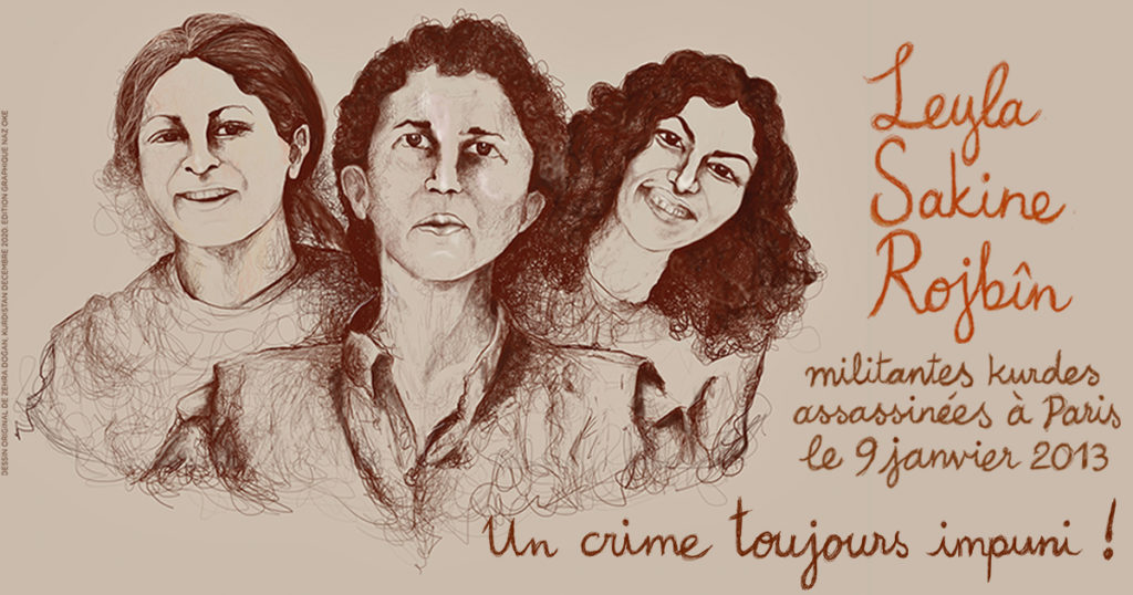 Appel à manifester pour réclamer justice pour Sakine, Fidan et Leyla, militantes kurdes assassinées à Paris le 9 janvier 2013