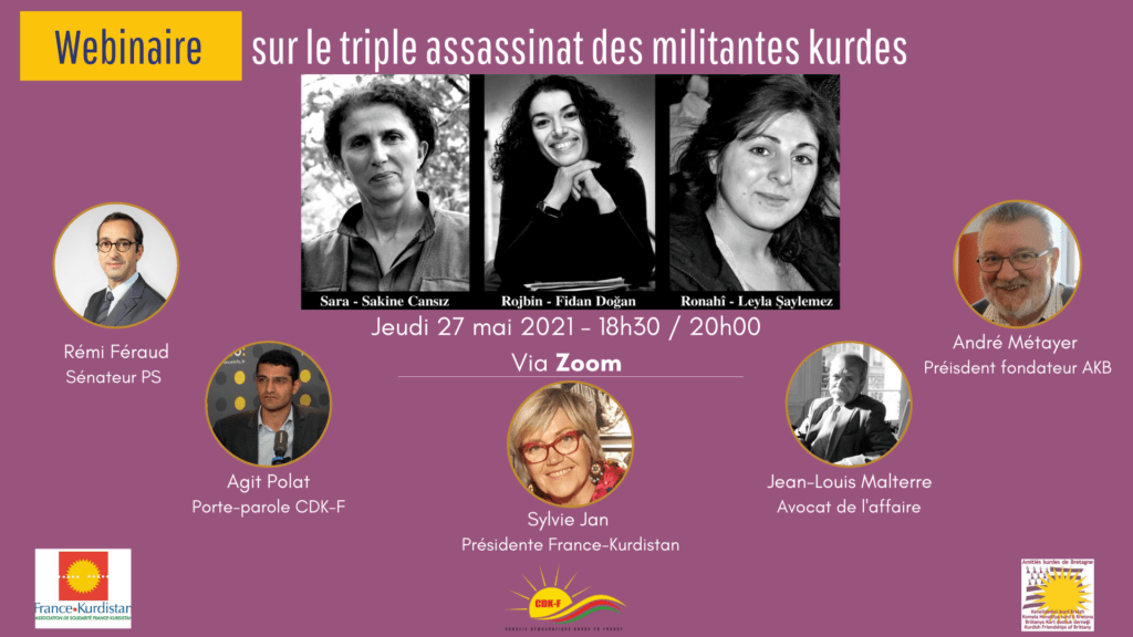 Les associations France-Kurdistan, Amitiés Kurdes de Bretagne et le Conseil démocratique kurde en France vous invitent à participer à une importante conférence Zoom sur le thème :