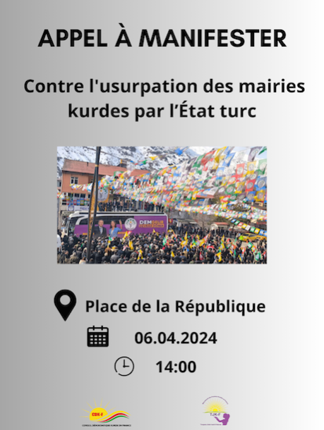 Le Conseil Démocratique Kurde en France tient à alerter la communauté internationale et les partisans de la démocratie sur la gravité de la situation politique actuelle en Turquie, suite à la récente destitution illégale du co-maire Abdullah Zeydan, élu démocratiquement lors des élections municipales du 31 mars 2024 dans la métropole de Wan.