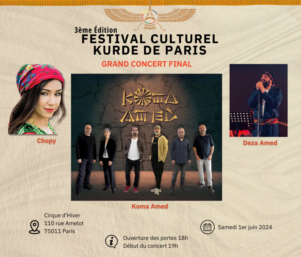 La journée finale du festival culturel kurde de Paris promet d'être un événement exceptionnel, avec un grand concert