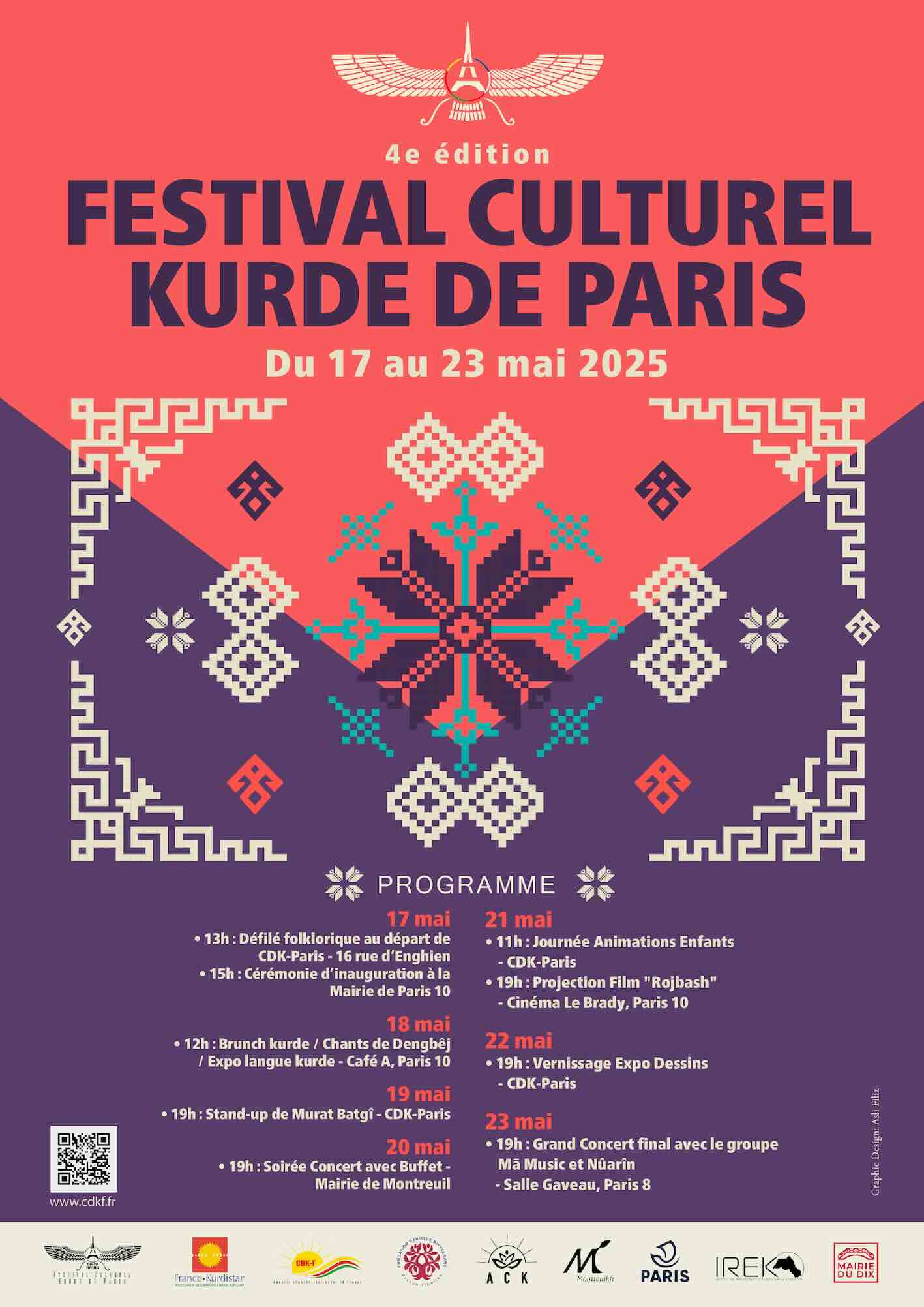 4 édition du festival culutrel kurde de Paris organisé par le Conseil démocratique kurde en France (CDK-F)